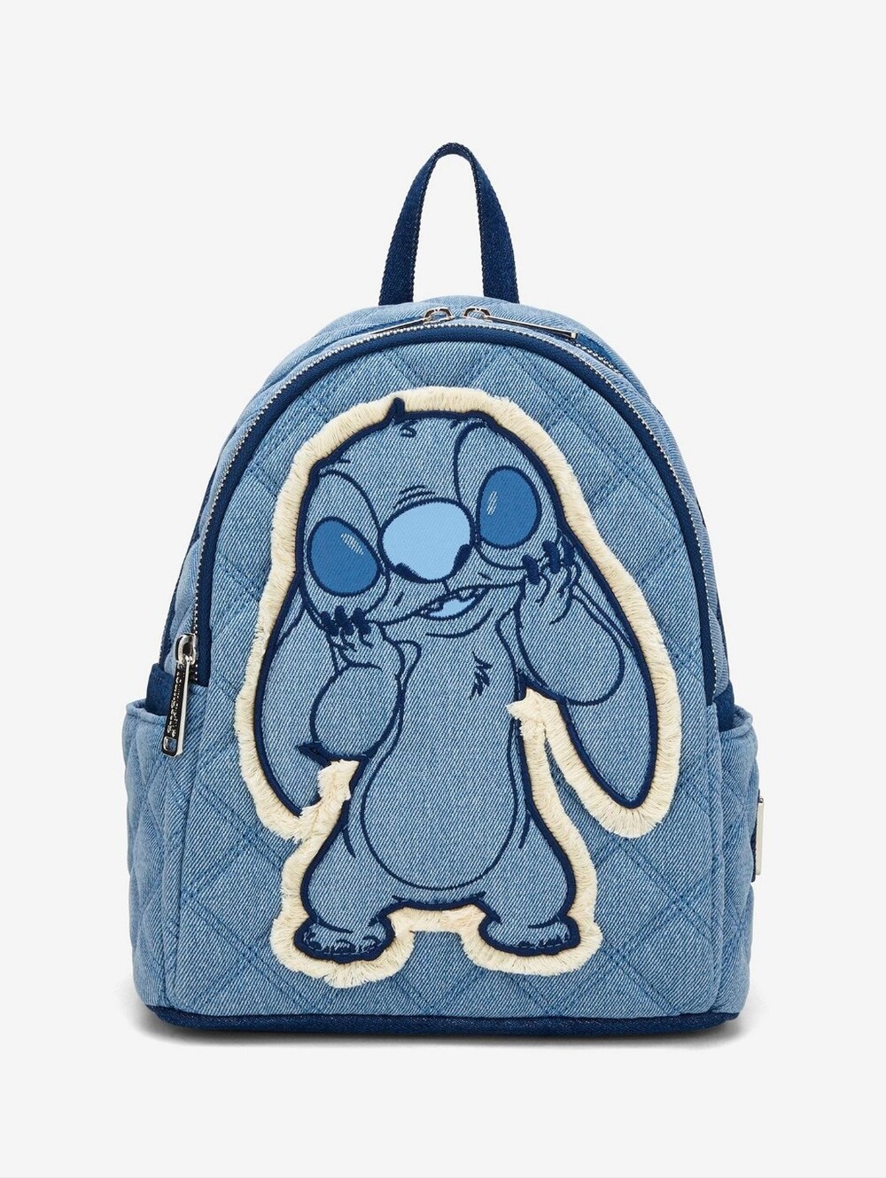 Loungefly Denim Patchwork Stitch Mini Backpack in Blue